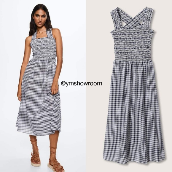 MANGO Cotton gingham dress - Picture 2 of 5